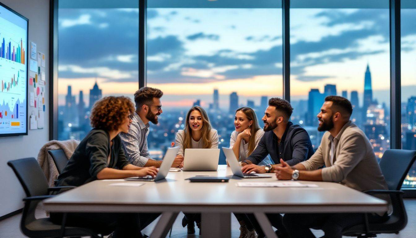 Ein Bild von einem Team von SEO-Experten, die an einer Strategie arbeiten.